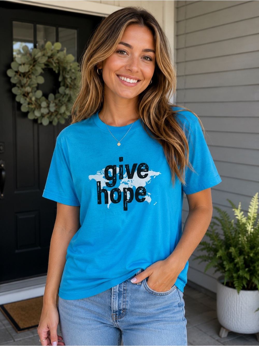 Next Level “Give Hope” Graphic Tee – Size Small 💙